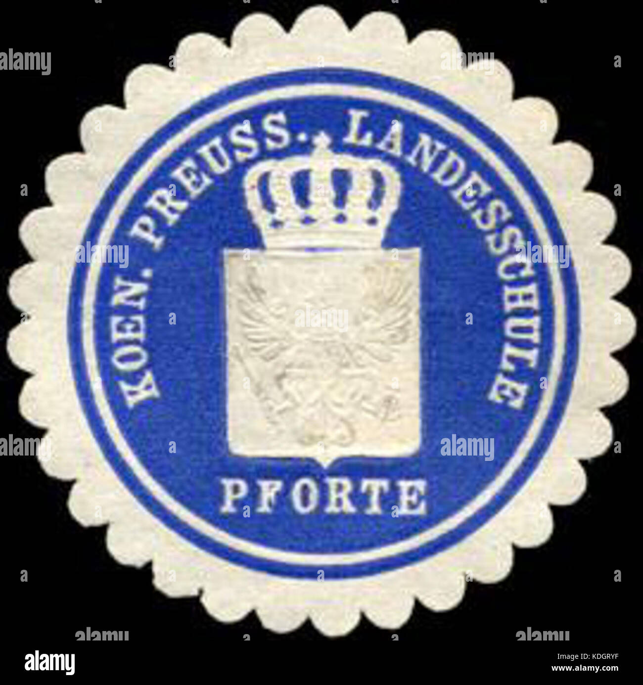 Un timbre de la Landesschule Pforte prussienne, reflétant l'histoire historique de la poste et de l'éducation en Prusse, soulignant l'utilisation des timbres et leur rôle dans la communication et l'éducation à l'époque. Banque D'Images