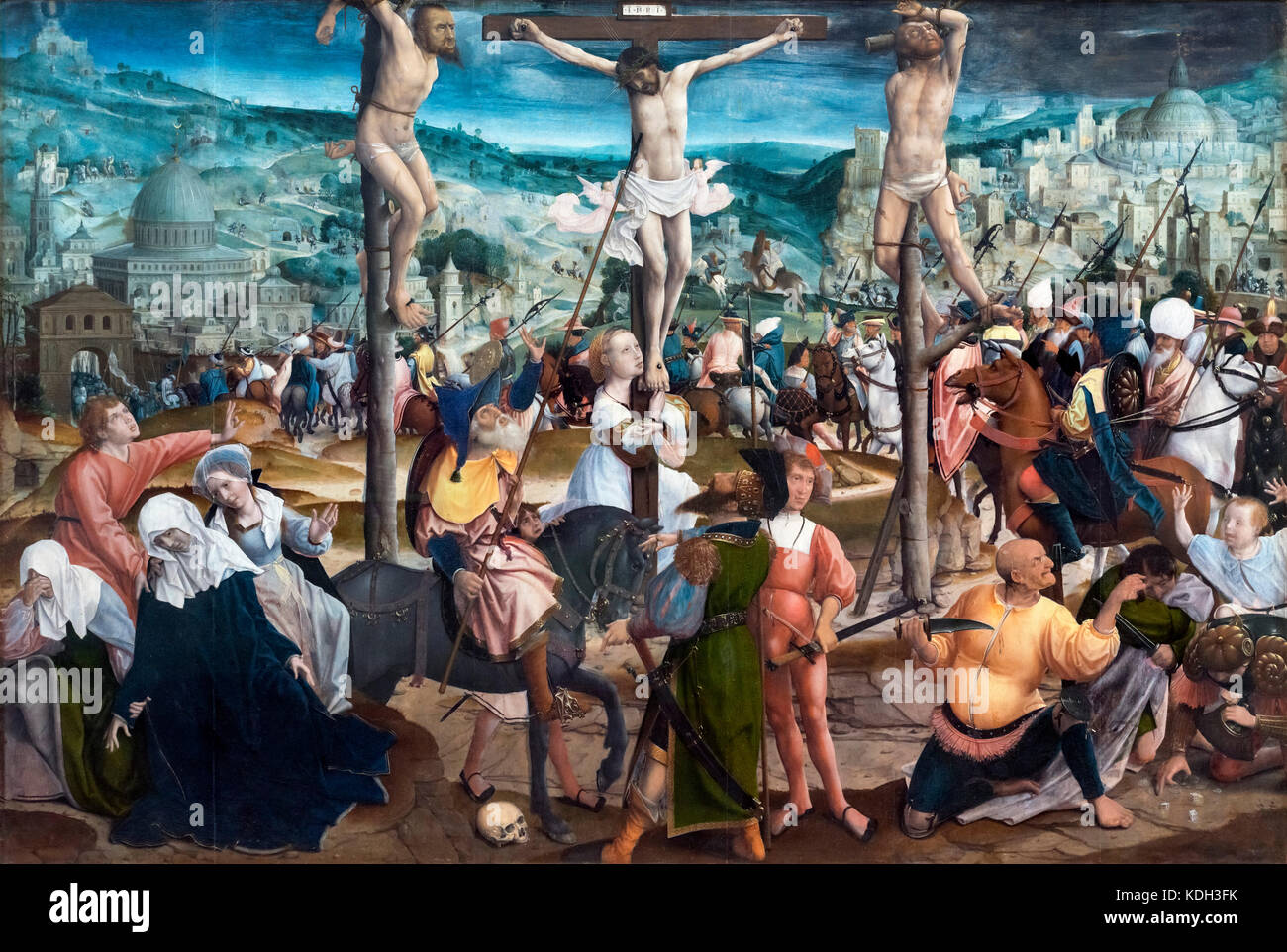 Crucifixion par Jan Provoost (1462-1529), huile sur panneau, c.1501-1505 Banque D'Images