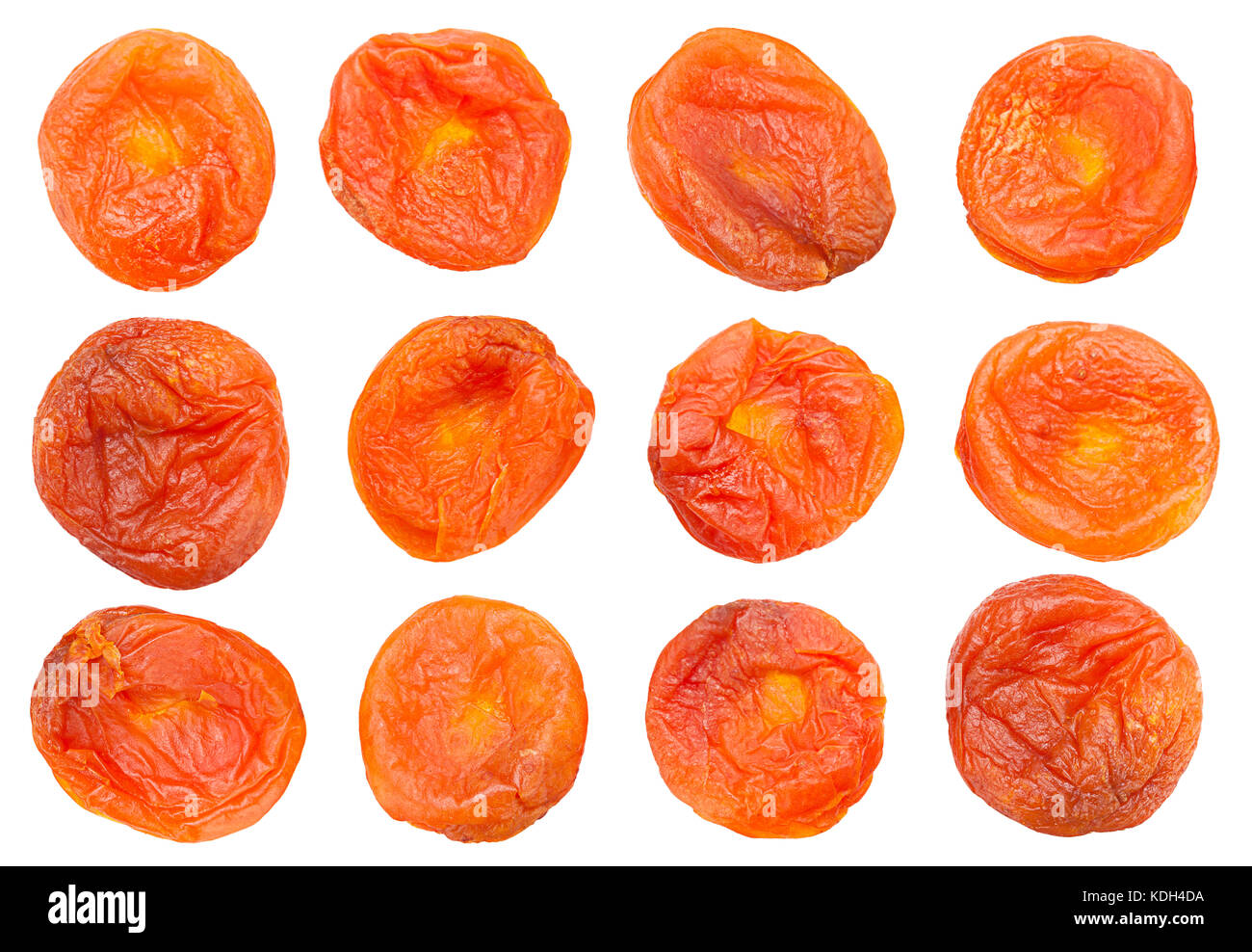 Collection de fruits abricot sec isolé sur fond blanc Banque D'Images