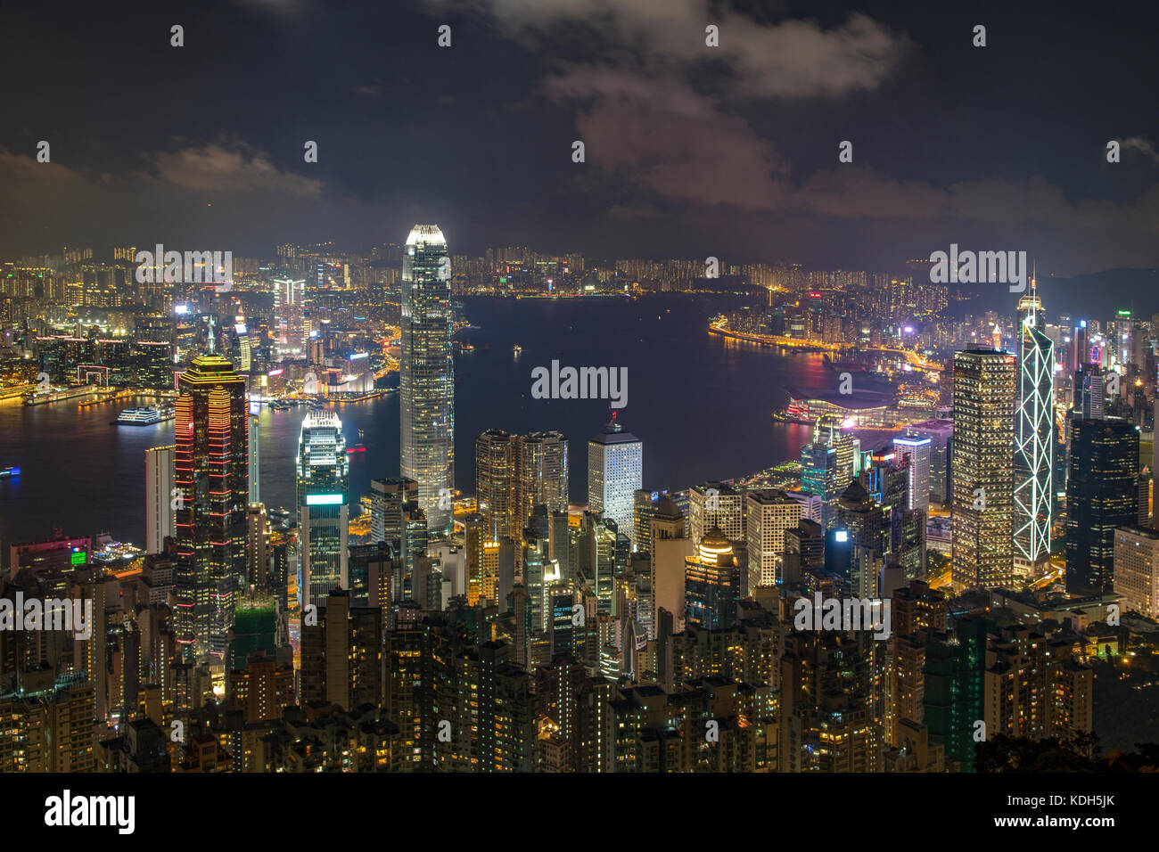 Depuis le sommet de hong kong de nuit, hong kong, Chine Banque D'Images