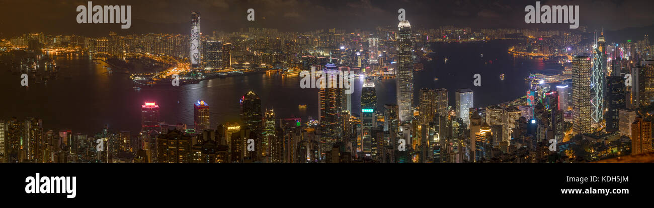 Depuis le sommet de hong kong de nuit panorama, hong kong, Chine Banque D'Images