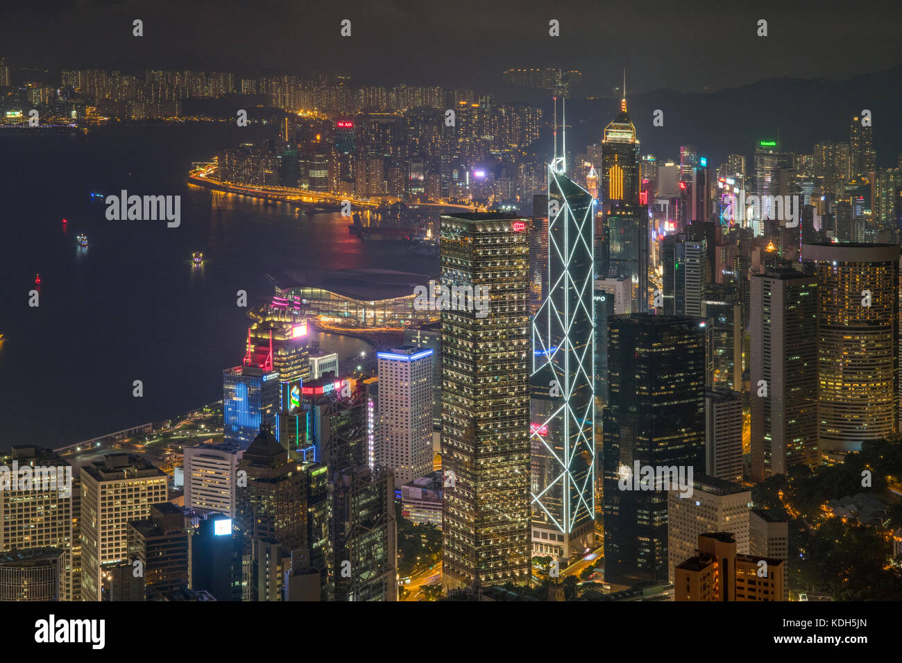 Depuis le sommet de hong kong de nuit, hong kong, Chine Banque D'Images