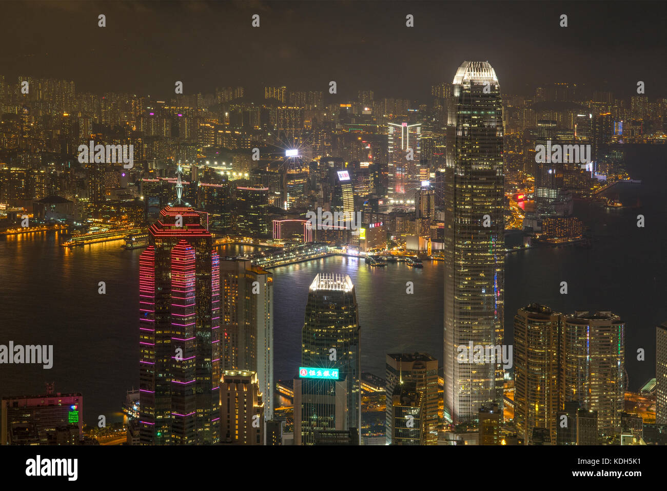 Depuis le sommet de hong kong de nuit, hong kong, Chine Banque D'Images