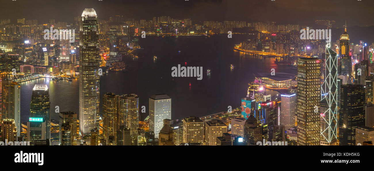 Depuis le sommet de hong kong de nuit panorama, hong kong, Chine Banque D'Images
