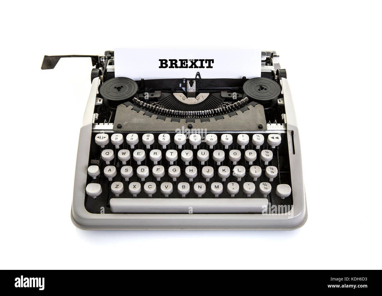 Brexit message sur une vieille machine à écrire vintage sur fond blanc Banque D'Images