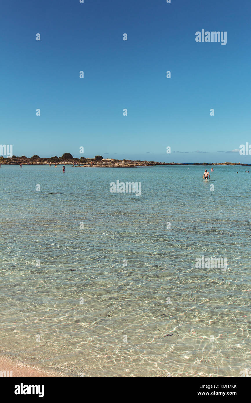 Elafonissi beach, situé à proximité de l'extrémité sud-ouest de l'île méditerranéenne de la Crète, à l'unité régionale de la Canée. Banque D'Images