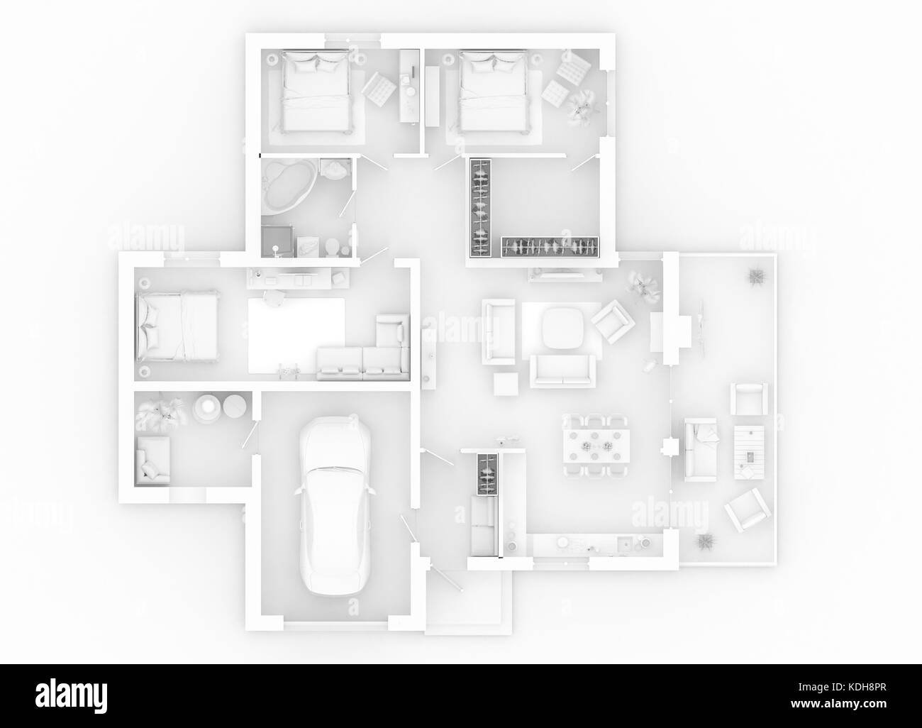 Plan 3d de l'appartement meublé chambre Banque D'Images