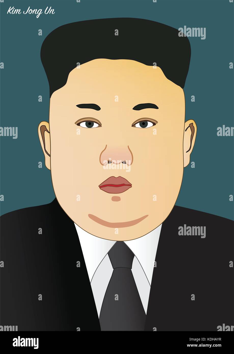 Kiev/Ukraine - le 14 octobre 2017 : portrait de vecteur de Kim Jong un, dirigeant de la Corée du Nord Illustration de Vecteur