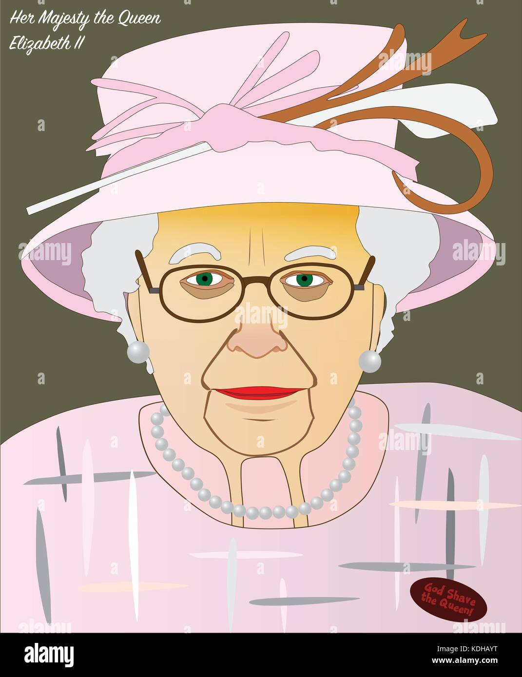 Kiev/Ukraine - le 14 octobre 2017 : portrait de la reine Elizabeth II, reine du Royaume-Uni, du Canada, l'Australie et la Nouvelle-Zélande Illustration de Vecteur