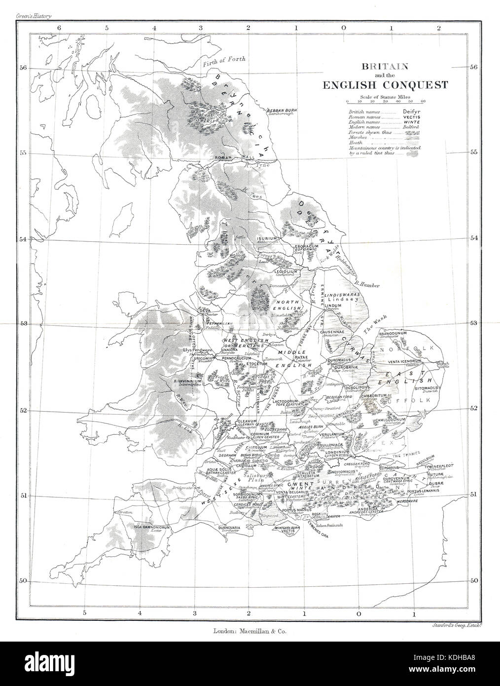 La Carte D Angleterre Et La Conquete Anglaise Montrant L Evolution De La Carte Du Pays Apres Le Depart Des Romains Et L Invasion Par Les Angles Au 5eme Siecle Photo Stock Alamy