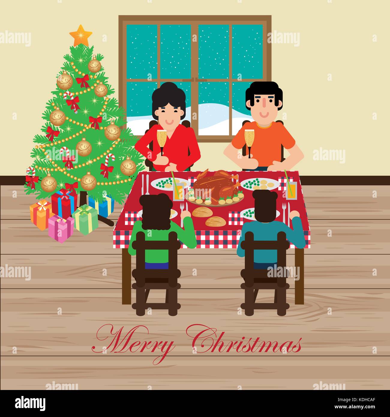 Family celebrating christmas Illustration de Vecteur