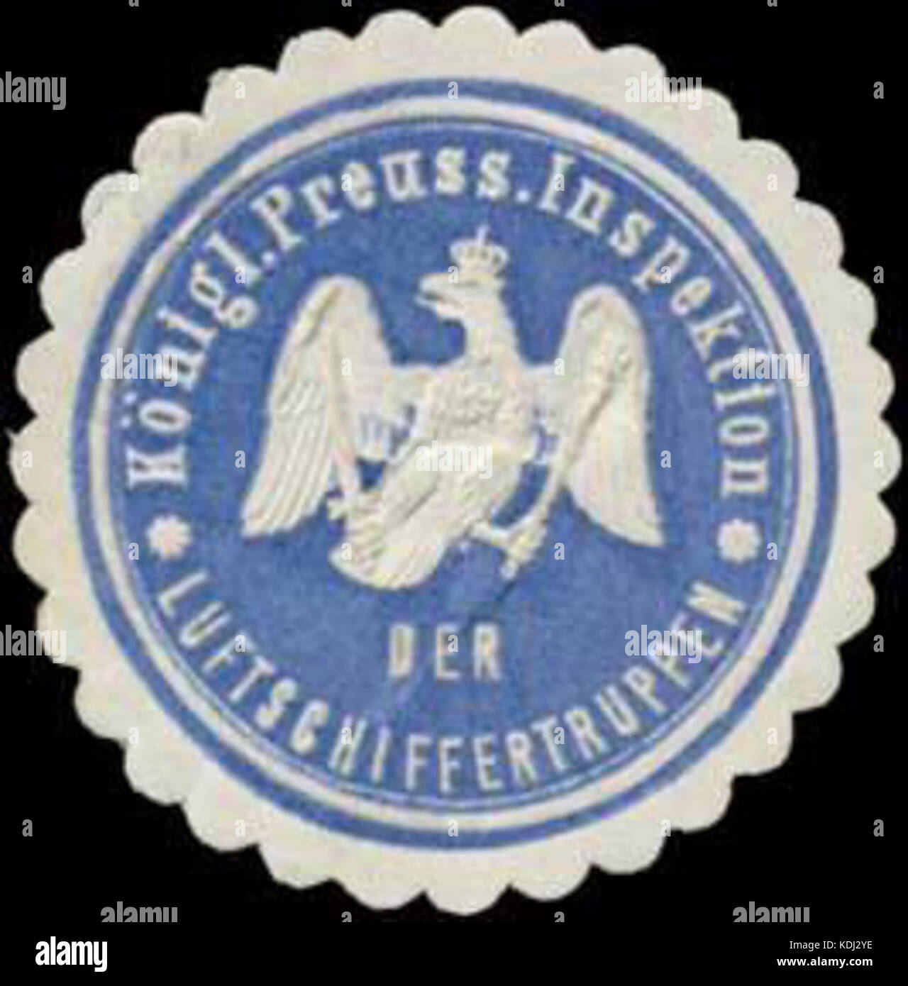 Un timbre officiel d'inspection des Luftschiffertruppen (troupes dirigeables) du K.Pr. (Royaume de Prusse), documentant l'histoire militaire au début du XXe siècle. Banque D'Images