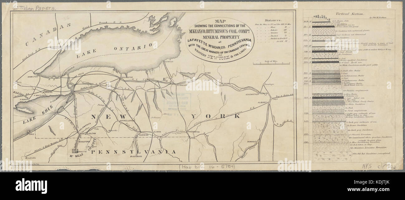 Carte montrant les connexions du charbon bitumineux Co. McKean comps. propriété minière à Lafayette. McKean, Co. Pennsylvania (NYPL b20645611 5422751) Banque D'Images