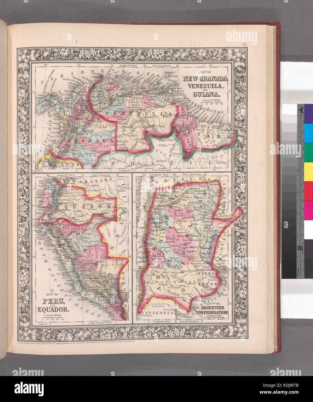 Plan de la Nouvelle Grenade (Grenade), Venezuela, Guyane, et carte du Pérou et Equadorv ; plan de la Confédération Argentine (NYPL b13663520 1510825) Banque D'Images