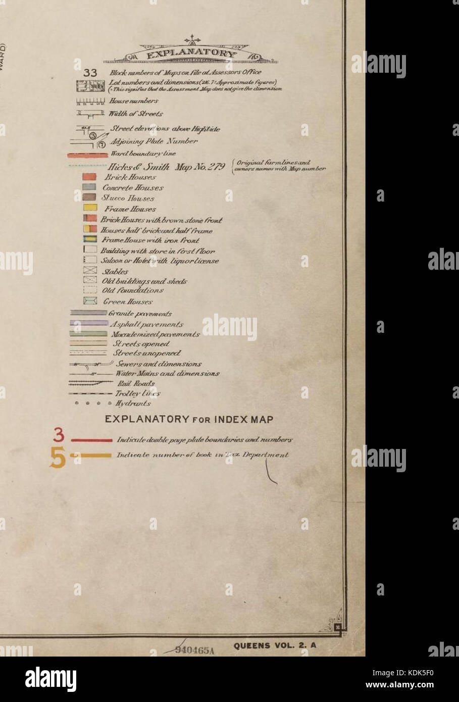 La clé de l'Atlas de la ville de New York, quartiers de Queens, Long Island City, Newtown, Flushing, Jamaica, Far Rockaway , d'enquêtes effectives et les plans officiels par G.W. Bromley & Co. de Philadelphie, G. W. Bromley, 1909 Banque D'Images