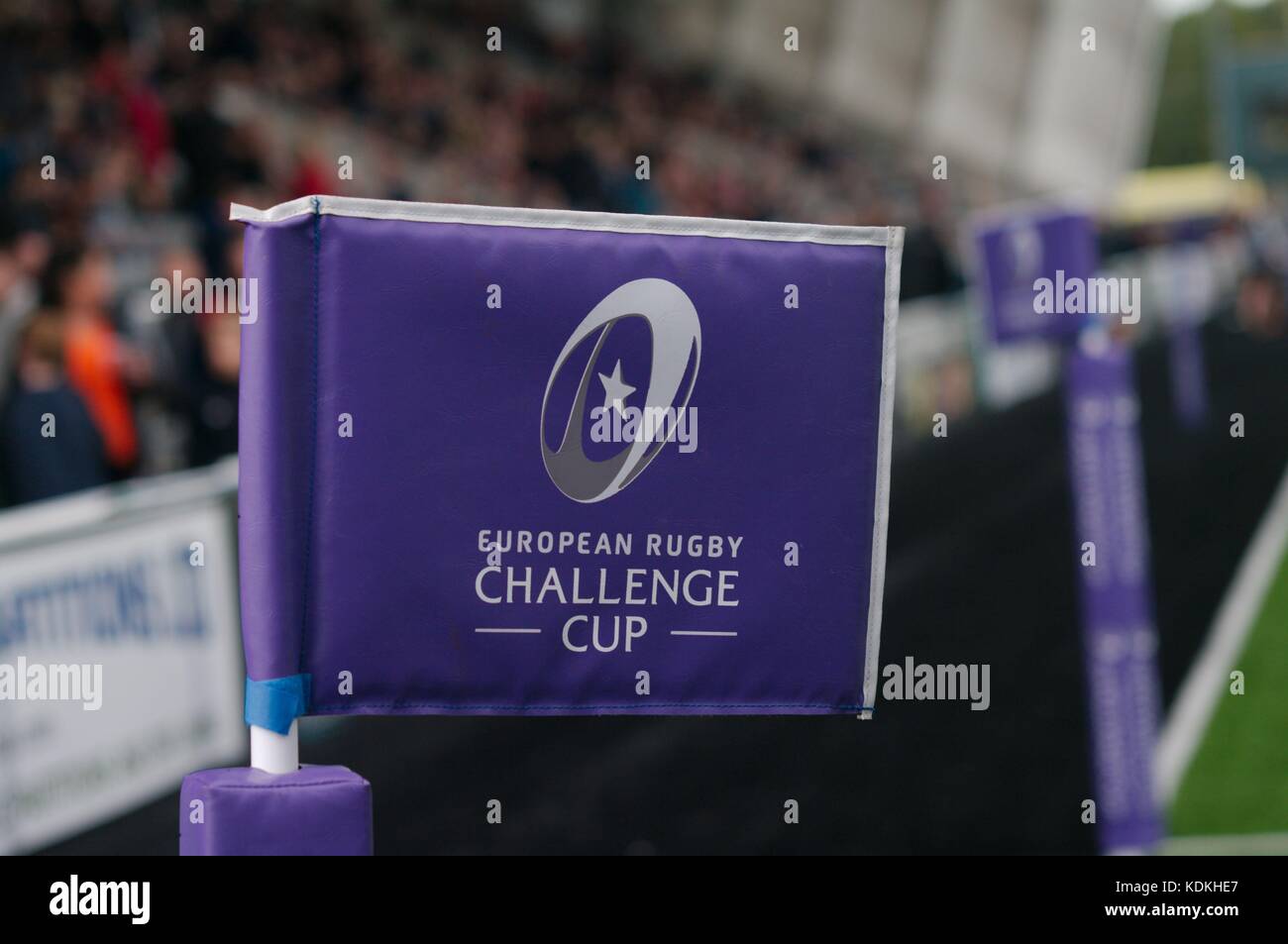 Newcastle upon Tyne, Angleterre, 14 octobre 2017. Drapeau d'angle de la Coupe européenne de rugby à Kingston Park. Crédit : Colin Edwards/Alamy Live News. Banque D'Images