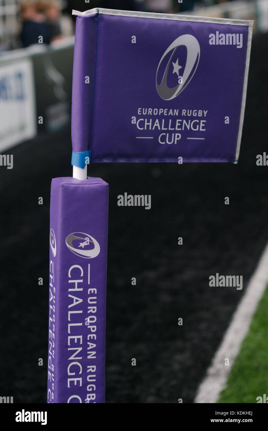 Newcastle upon Tyne, Angleterre, 14 octobre 2017. Drapeau d'angle de la Coupe européenne de rugby à Kingston Park. Crédit : Colin Edwards/Alamy Live News. Banque D'Images