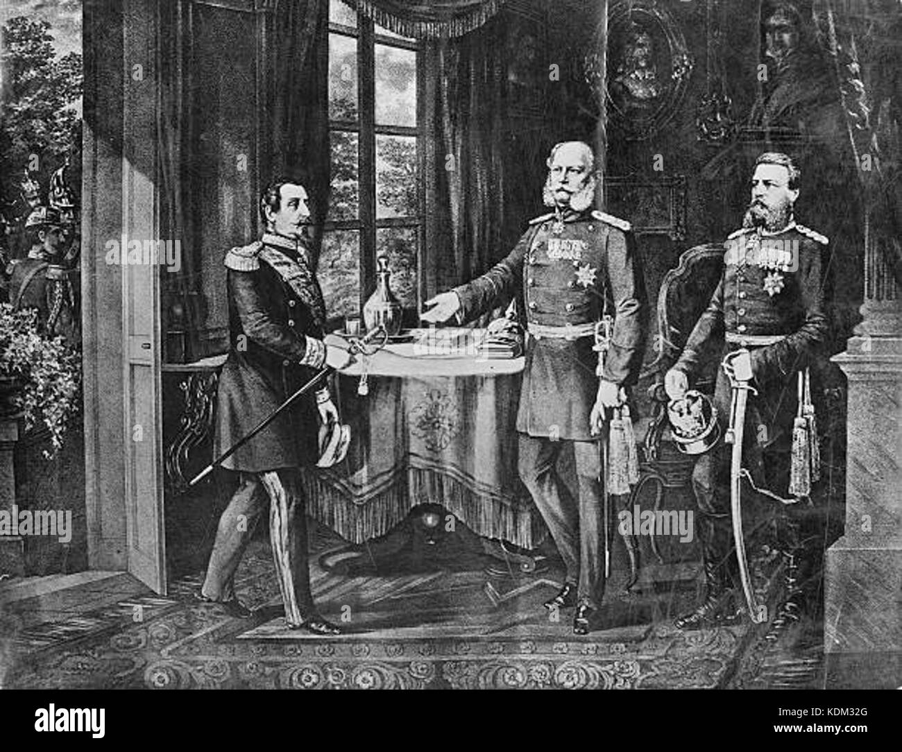 Napoléon III se rend à Wilhelm I et du prince Frederick Banque D'Images