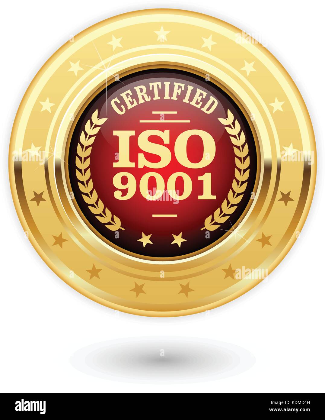 Médaille certifié iso 9001 - système de management de la qualité insignia Illustration de Vecteur