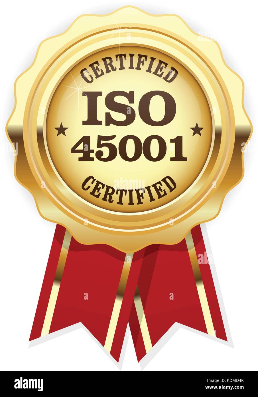 Certifié ISO 45001 rosette standard - Santé et sécurité au travail Illustration de Vecteur