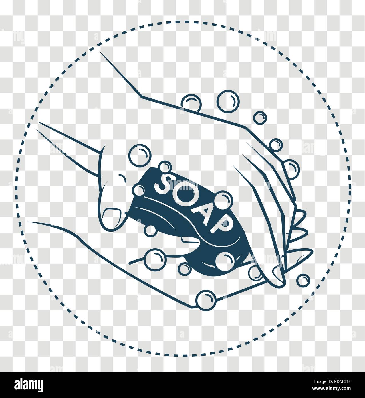 Concept de la propreté, l'hygiène dans la forme des mains avec du savon.  icon, silhouette dans le style linéaire Image Vectorielle Stock - Alamy