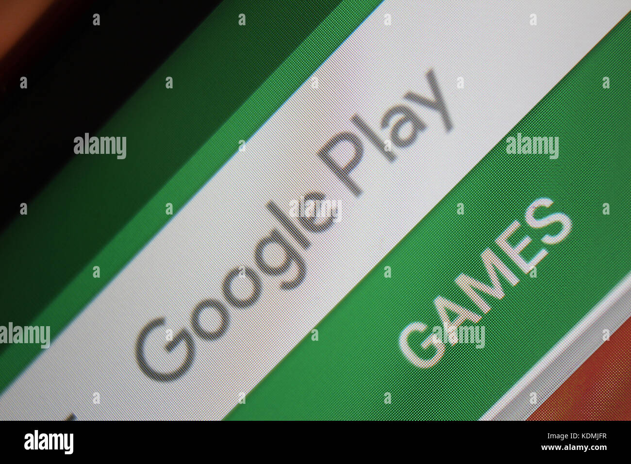 Google play games icône sur l'écran, close-up Banque D'Images
