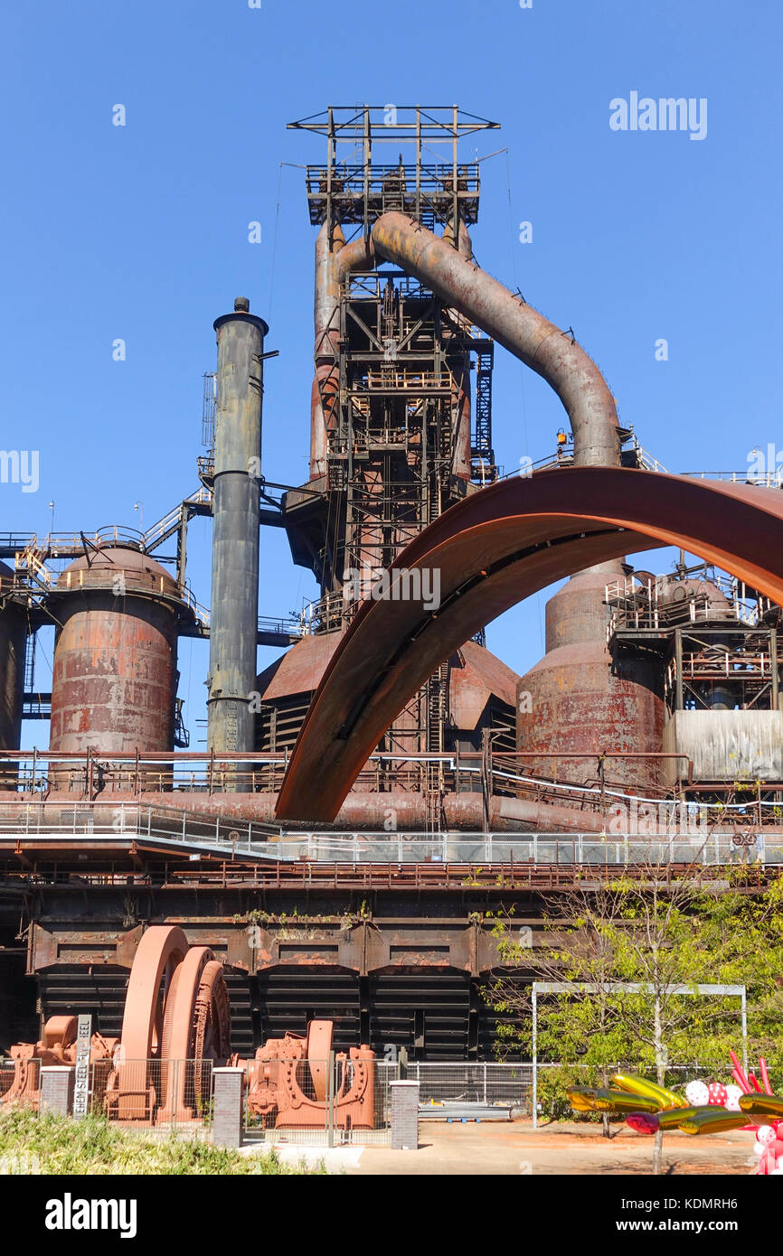 Bethlehem Steel Plant usine, Steelstacks, Texas, Abandonné, reste la rouille des hauts fourneaux a fermé ses portes en 1995, maintenant arts and events center,USA. Banque D'Images