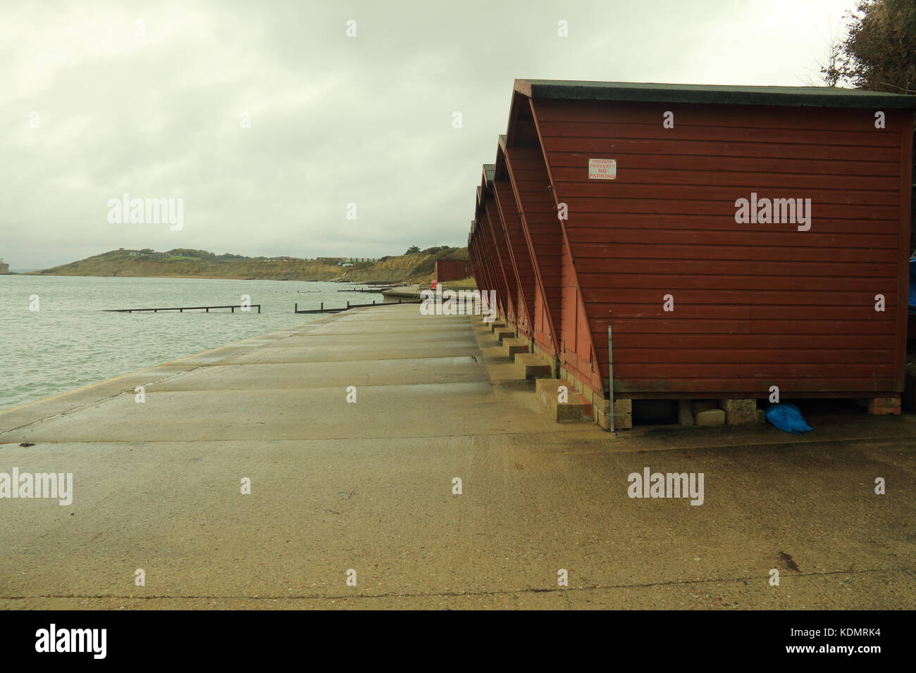 Cabines de plage,colwey Bay, île de Wight Banque D'Images