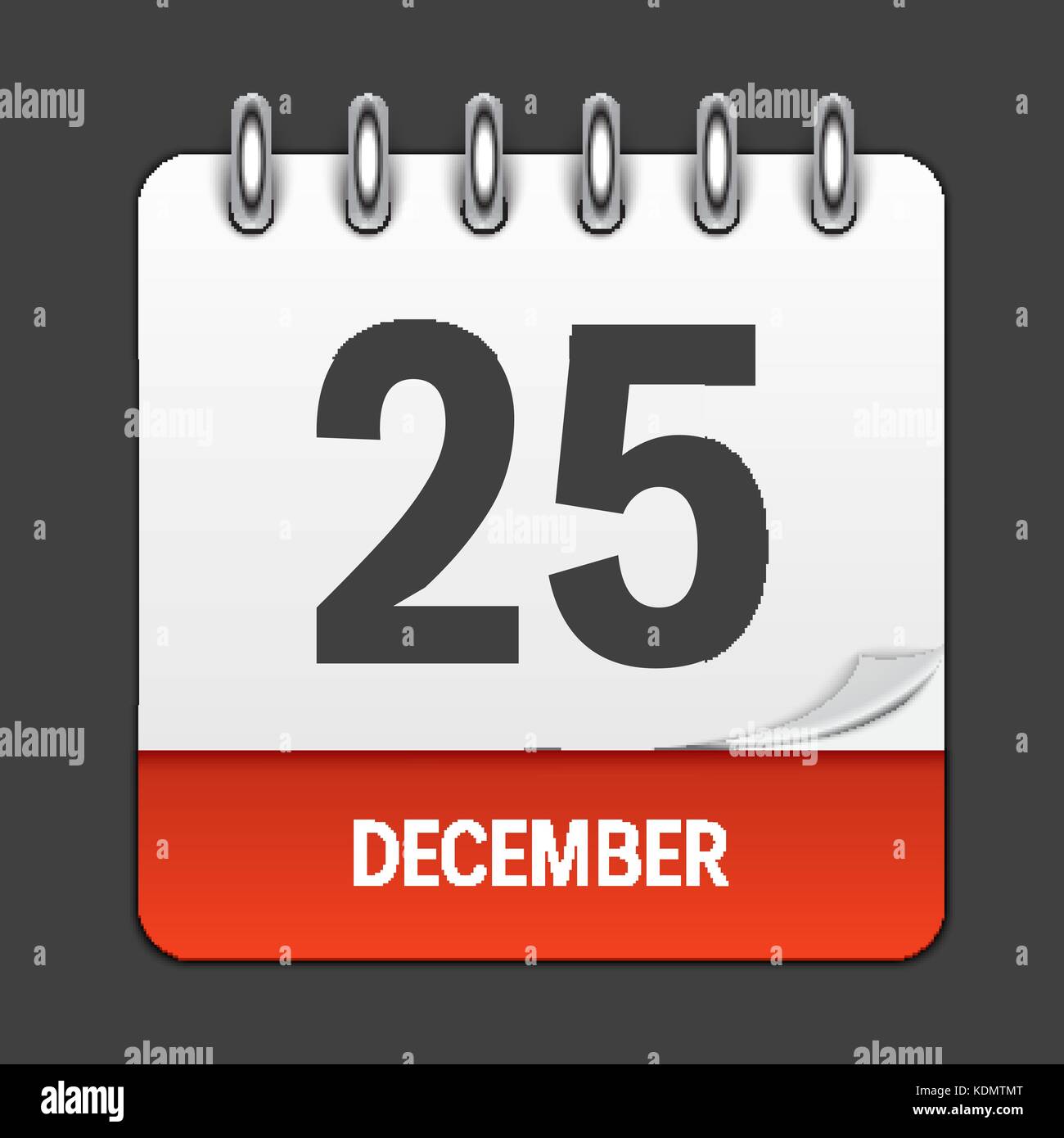 Le 25 décembre tous les jours de calendrier icône. vector illustration emblème. élément de design pour la décoration des documents Office et applications. logo du jour, la date, le mois et l'appartement de vacances de Noël. Illustration de Vecteur