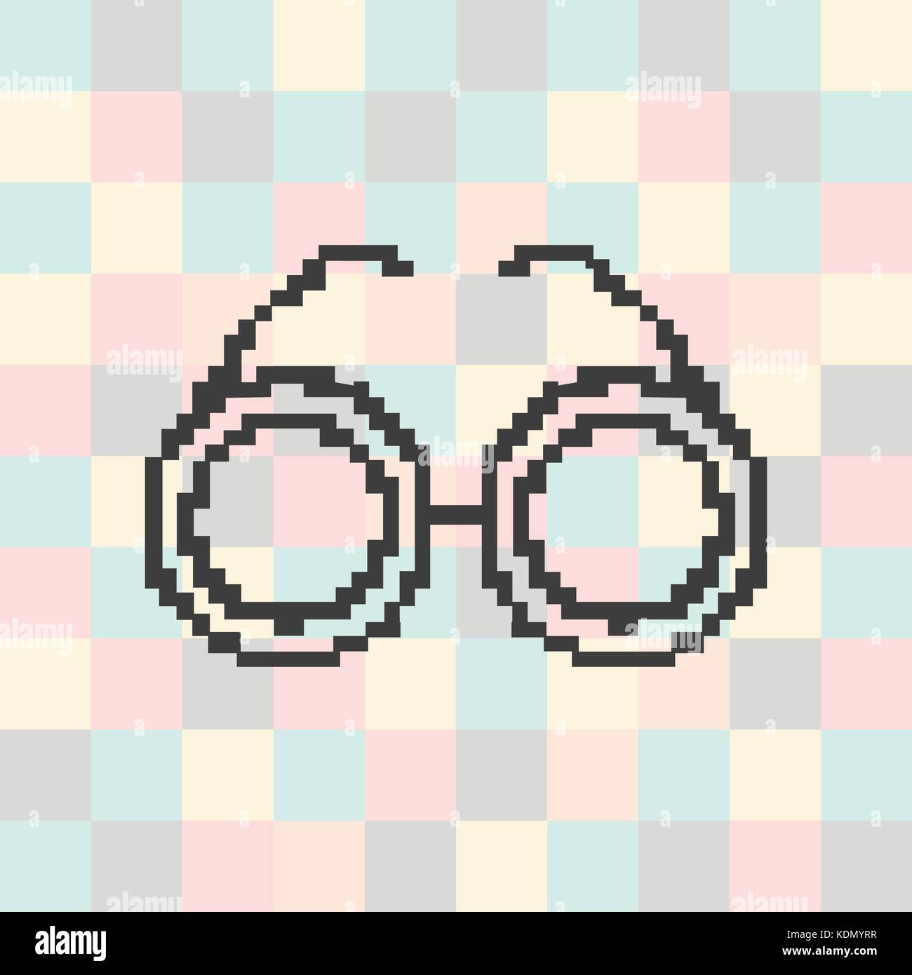 Icône pixel vectoriel sur un fond carré lunettes Illustration de Vecteur