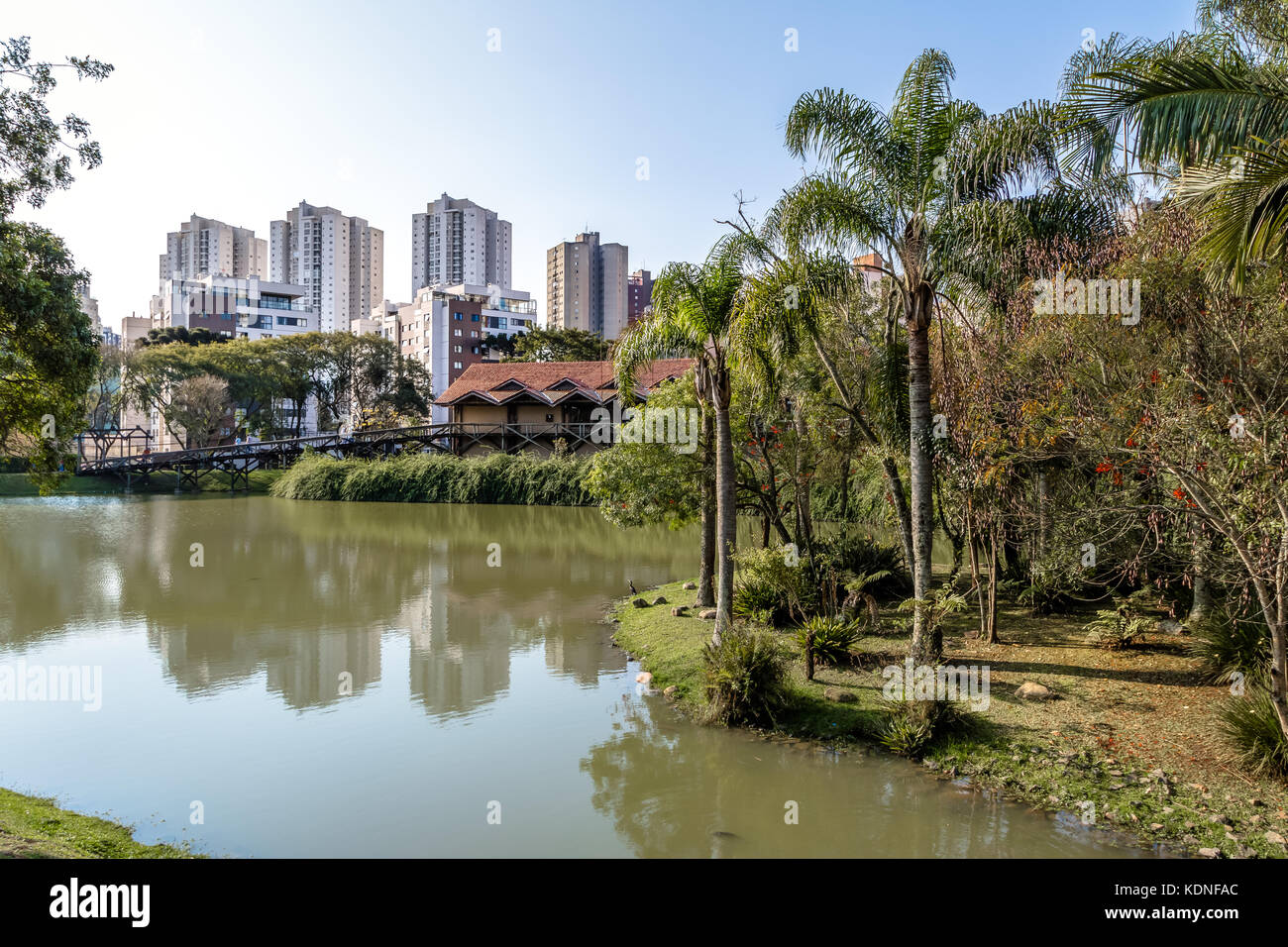 Lac au jardin botanique de Curitiba - Curitiba, Parana, Brésil Banque D'Images