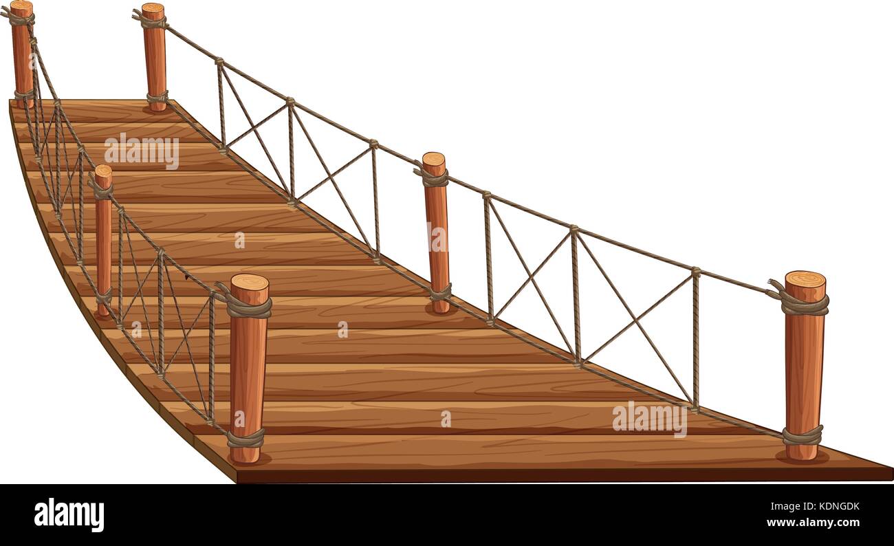 Pont en bois avec corde illustration jointe Illustration de Vecteur