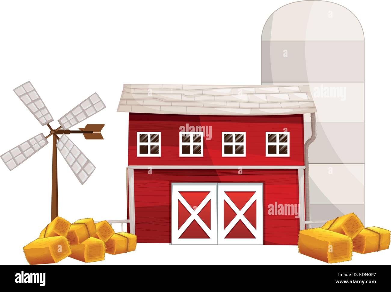Grange et silo avec du foin sur le sol illustration Illustration de Vecteur