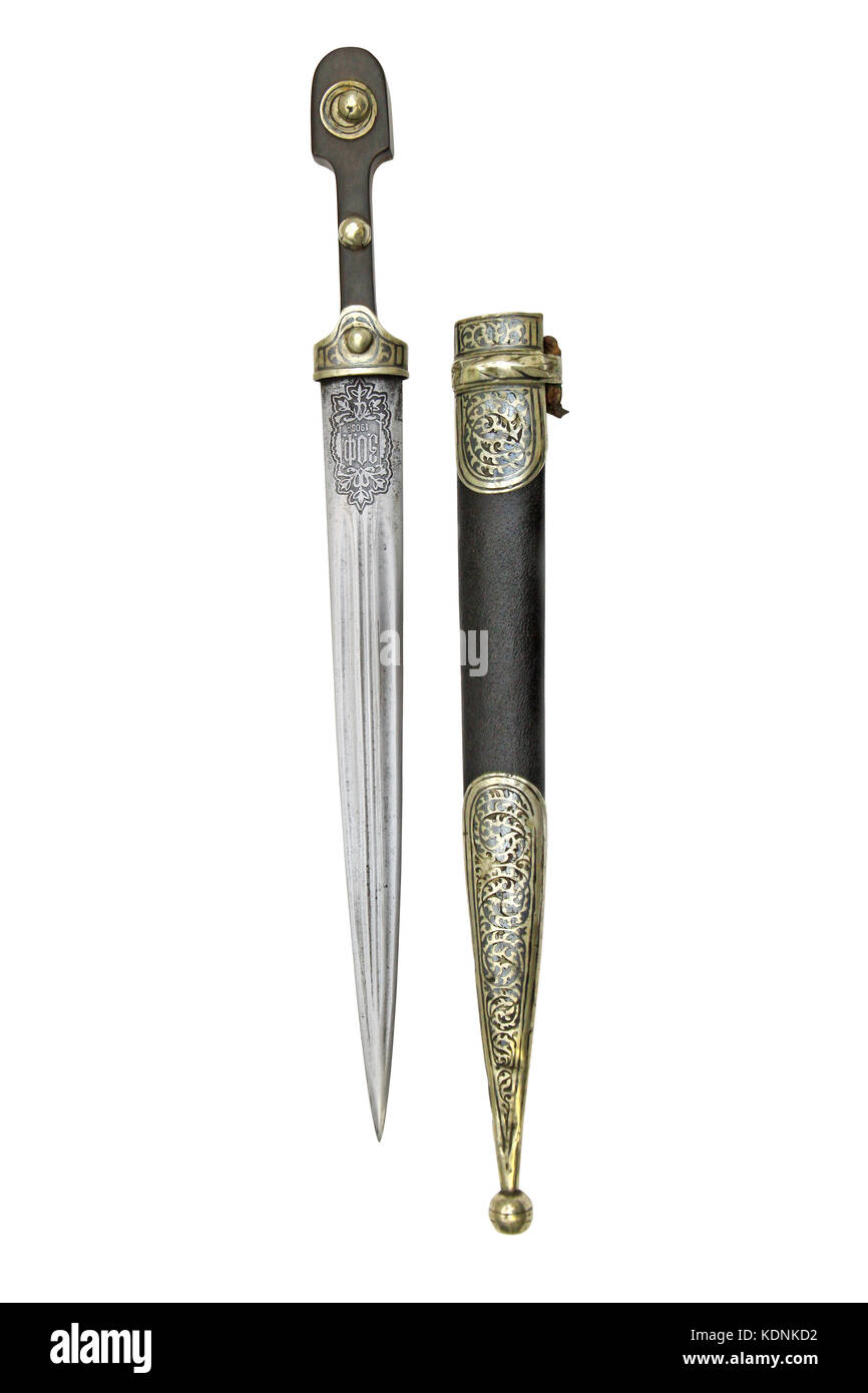 Le magnifique exemple de la dague des Cosaques du Caucase (Modèle 1904) l'année avec la cartouche en deux parties. Banque D'Images