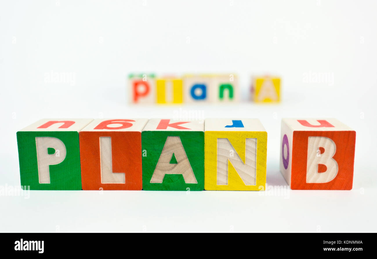 Autre plan b concept présenté avec des blocs de jouets. Banque D'Images