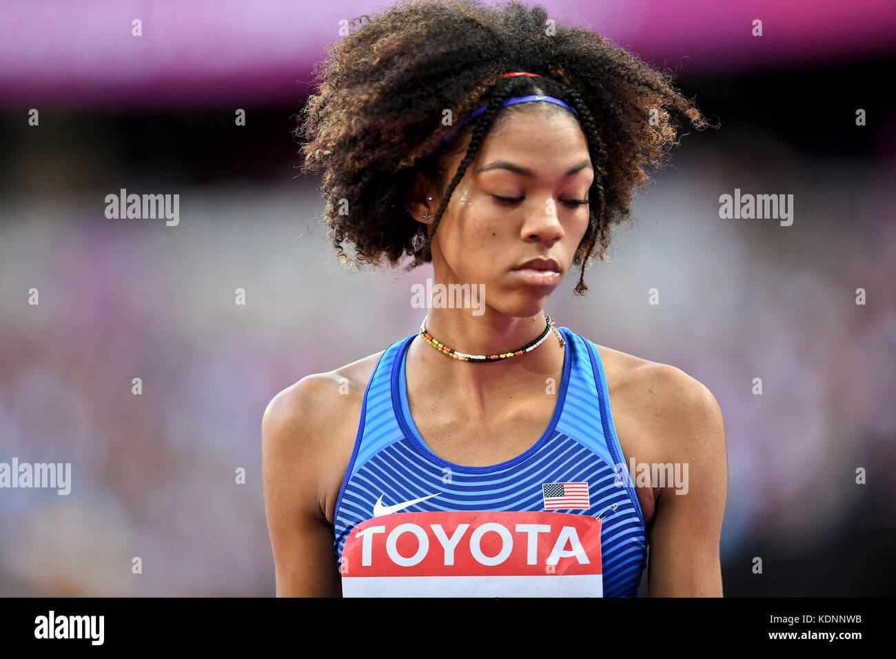 Vashti Cunningham (États-Unis). Finales de saut en hauteur. Championnats du monde de l'IAAF Londres 2017 Banque D'Images