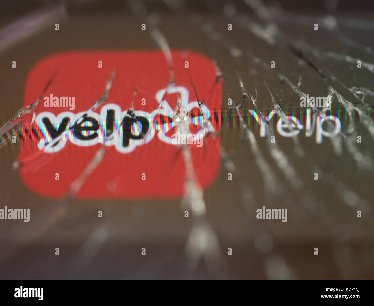 Le logo yelp sur un écran de smartphone Banque D'Images