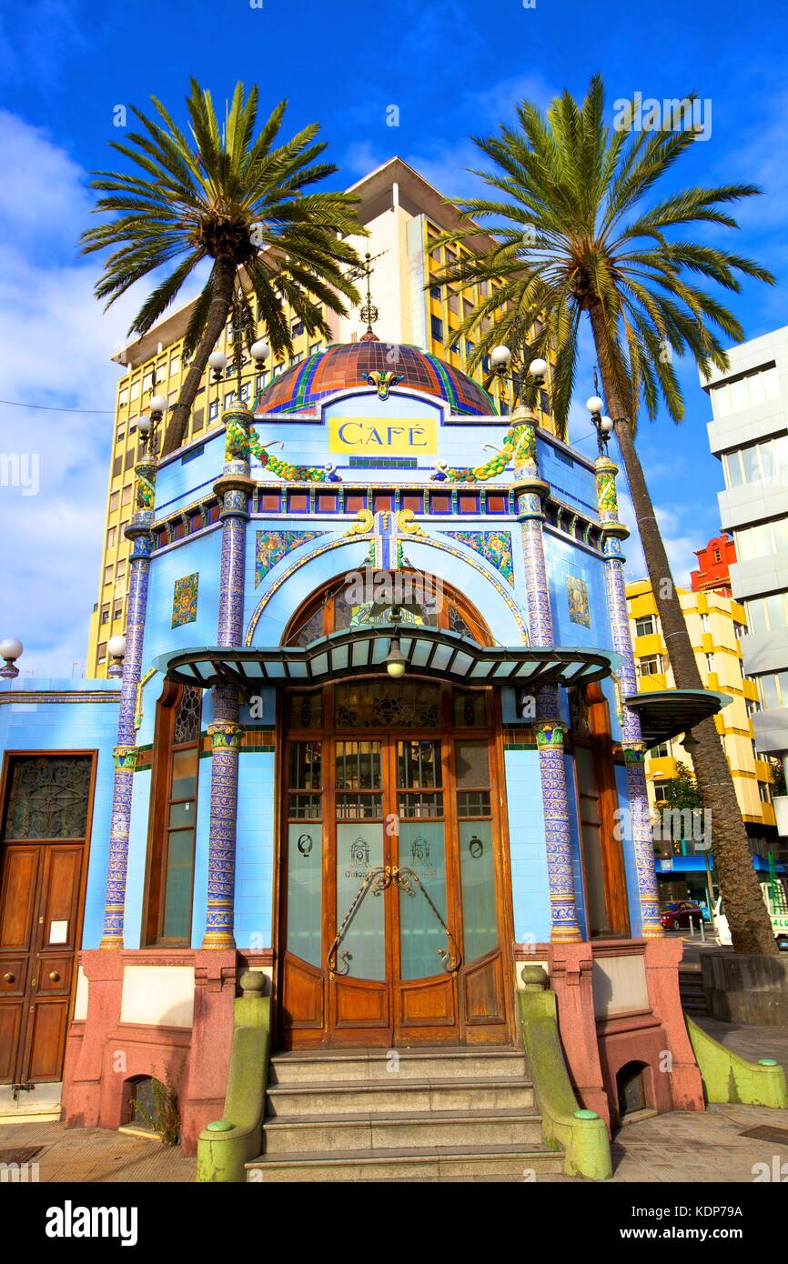 Café Art Déco dans le parc de San Telmo, quartier de Triana, Las Palmas de Gran Canaria, Gran Canaria, Îles Canaries, Espagne, l'océan Atlantique, l'Europe Banque D'Images