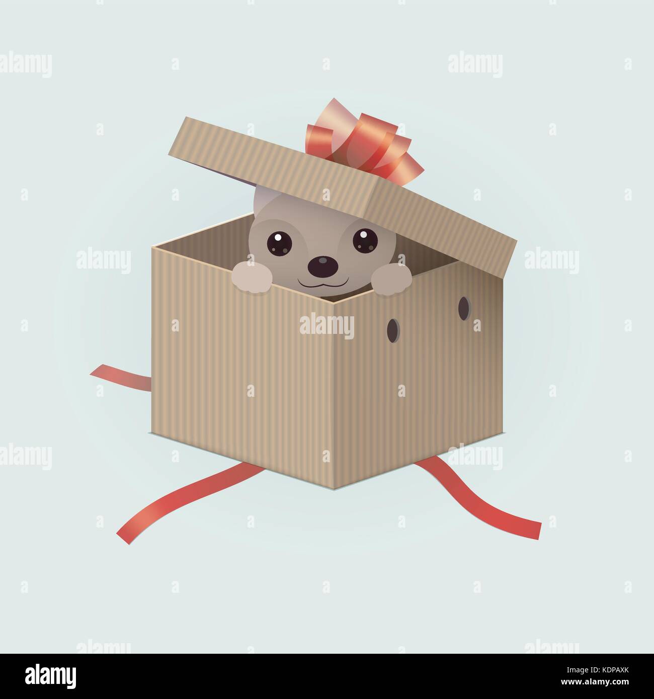 Bonne année 2018 carte de vœux. célébration Contexte avec don chien à l'intérieur de la boîte. 2018 Nouvelle année chinoise du chien. vector illustration Illustration de Vecteur