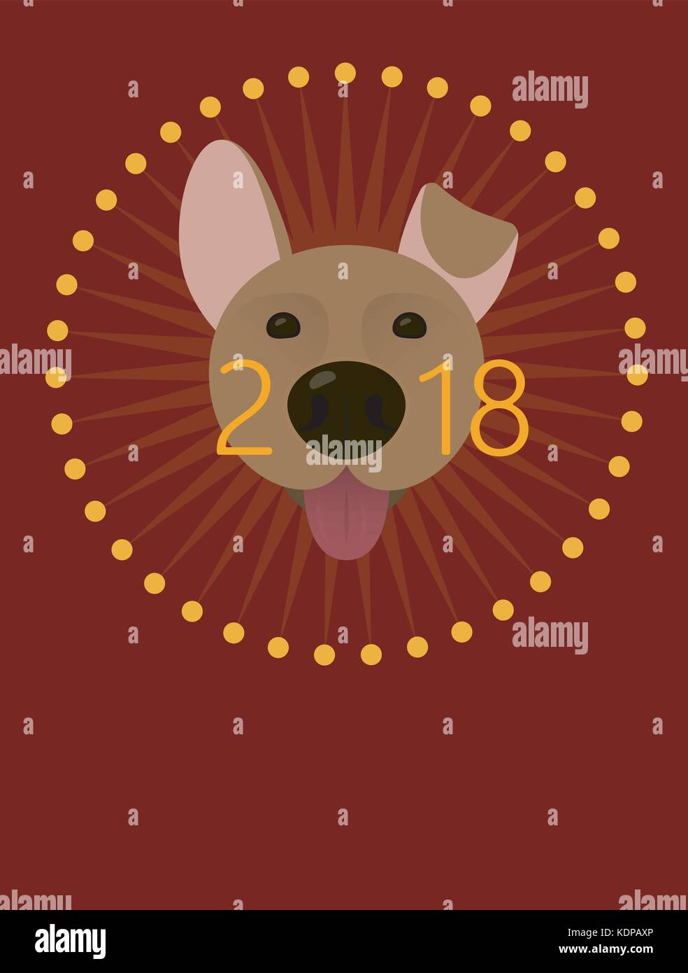 Bonne année 2018 l'affiche de la carte de vœux. célébration Contexte avec chien. 2018 Nouvelle année chinoise du chien. vector illustration Illustration de Vecteur