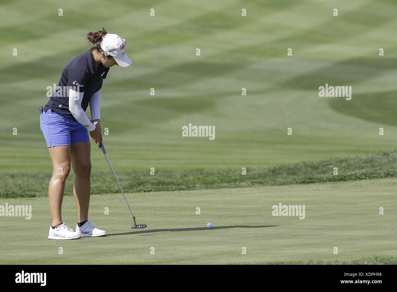 Incheon, Corée du Sud. 15 octobre 2017. Marina Alex des USA action sur le 9ème trou lors d'une finale du championnat KEB HANA BANK LPGA au Sky72 Ocean Golf Range à Incheon, Corée du Sud. Crédit : Ryu Seung il/ZUMA Wire/Alamy Live News Banque D'Images