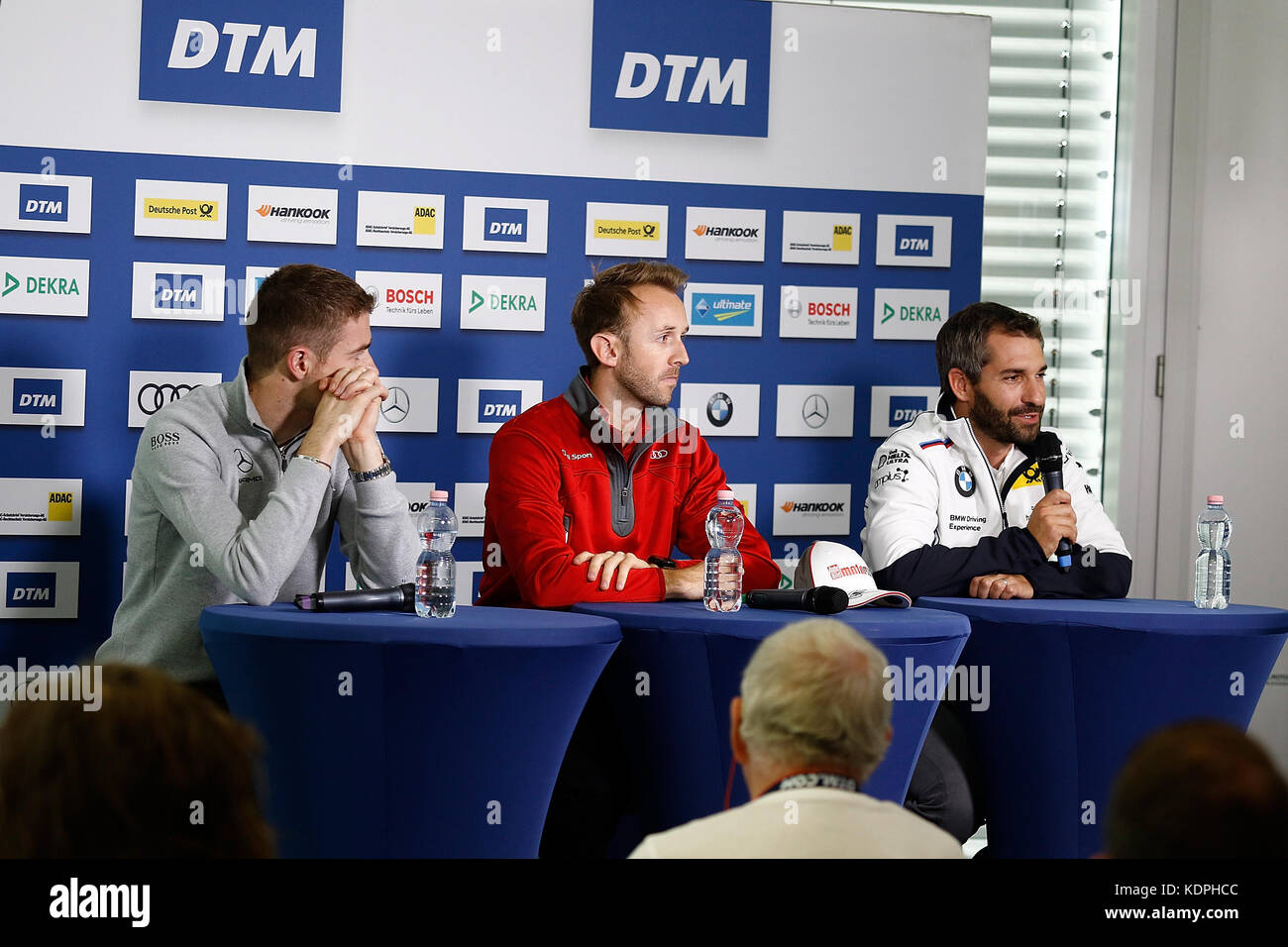 13.10.2017, Hockenheim, Hockenheim dtm, 2017, 17.lauf hockenheim,13.10.-15.10.2017 , im Bild Paul di Resta (gbr# 3) mercedes-amg motorsport silberpfeil énergie, mercedes-amg c 63 dtm , René rast (deu# 33) Audi Sport Team Rosberg, auto bild motorsport audi rs 5 dtm, Timo Glock (deu# 16) bmw team rmr, la Deutsche Post bmw m4 dtm photo : Cronos/hasan bratic Banque D'Images