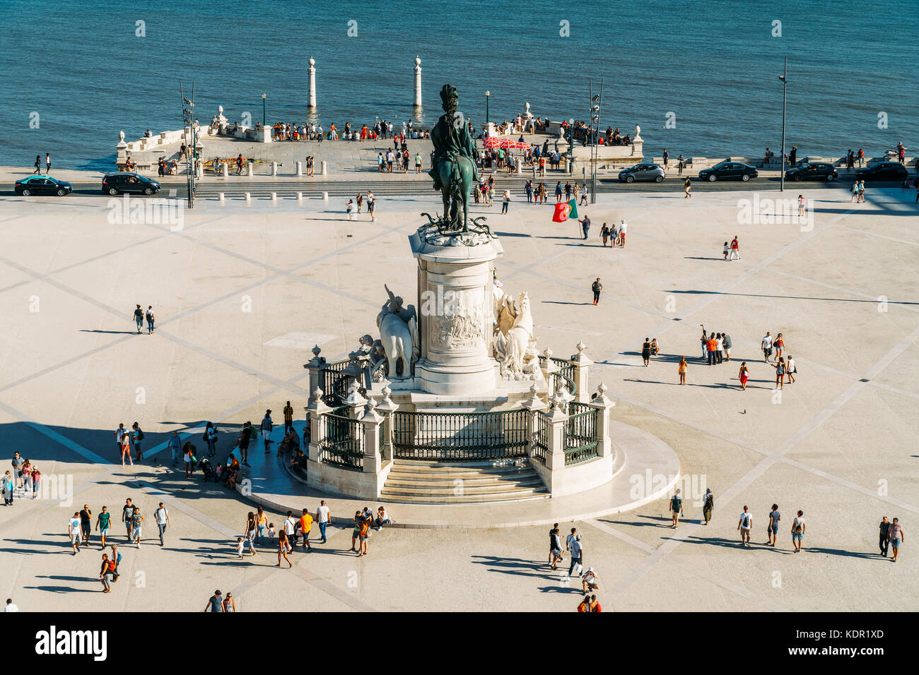 Lisbonne, Portugal - 11 août 2017 : Praça do Comercio (place du commerce ou Terreiro do paco) est situé près de la rivière Tagus Banque D'Images