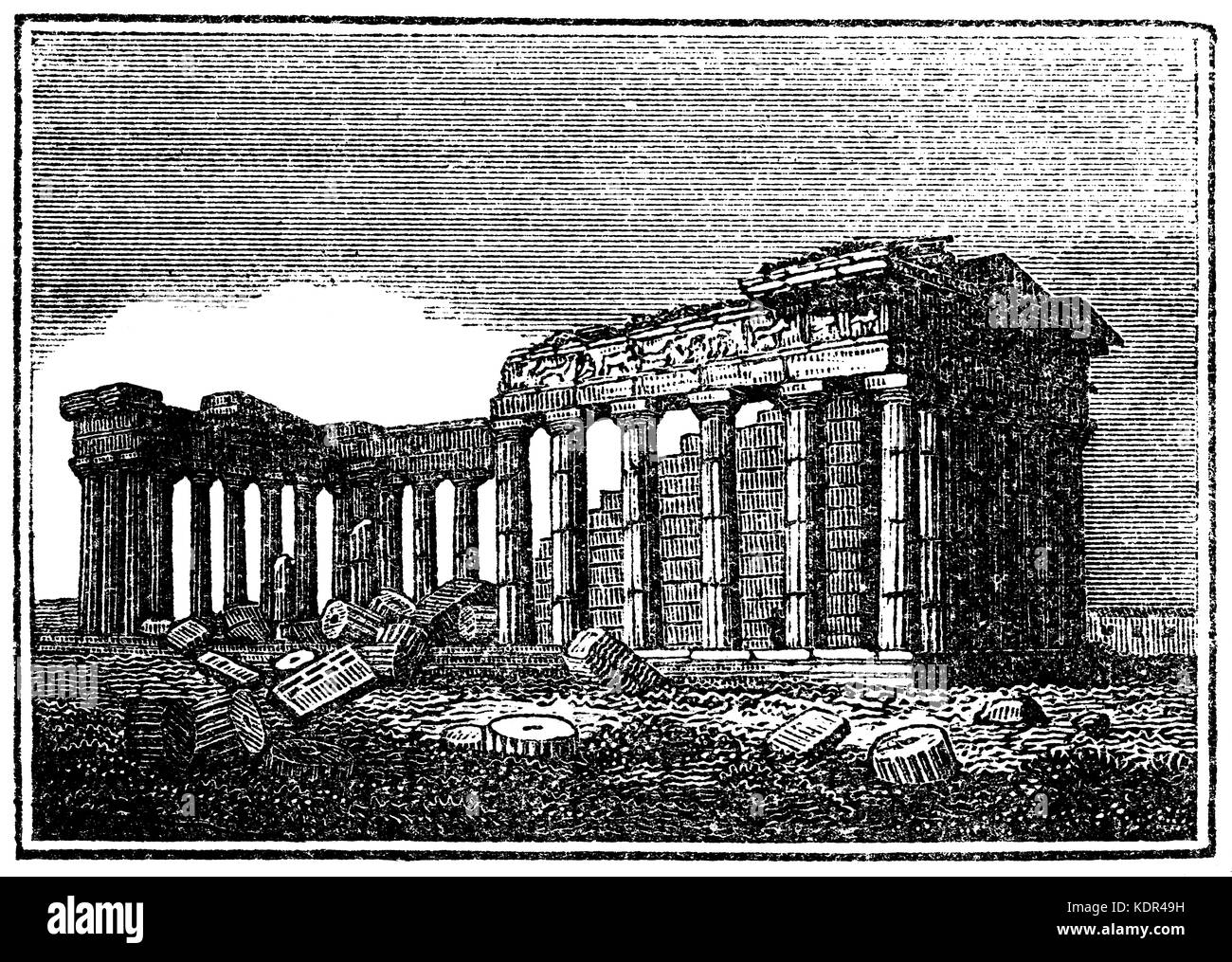 Le Parthénon de 1825 gravure sur bois Banque D'Images