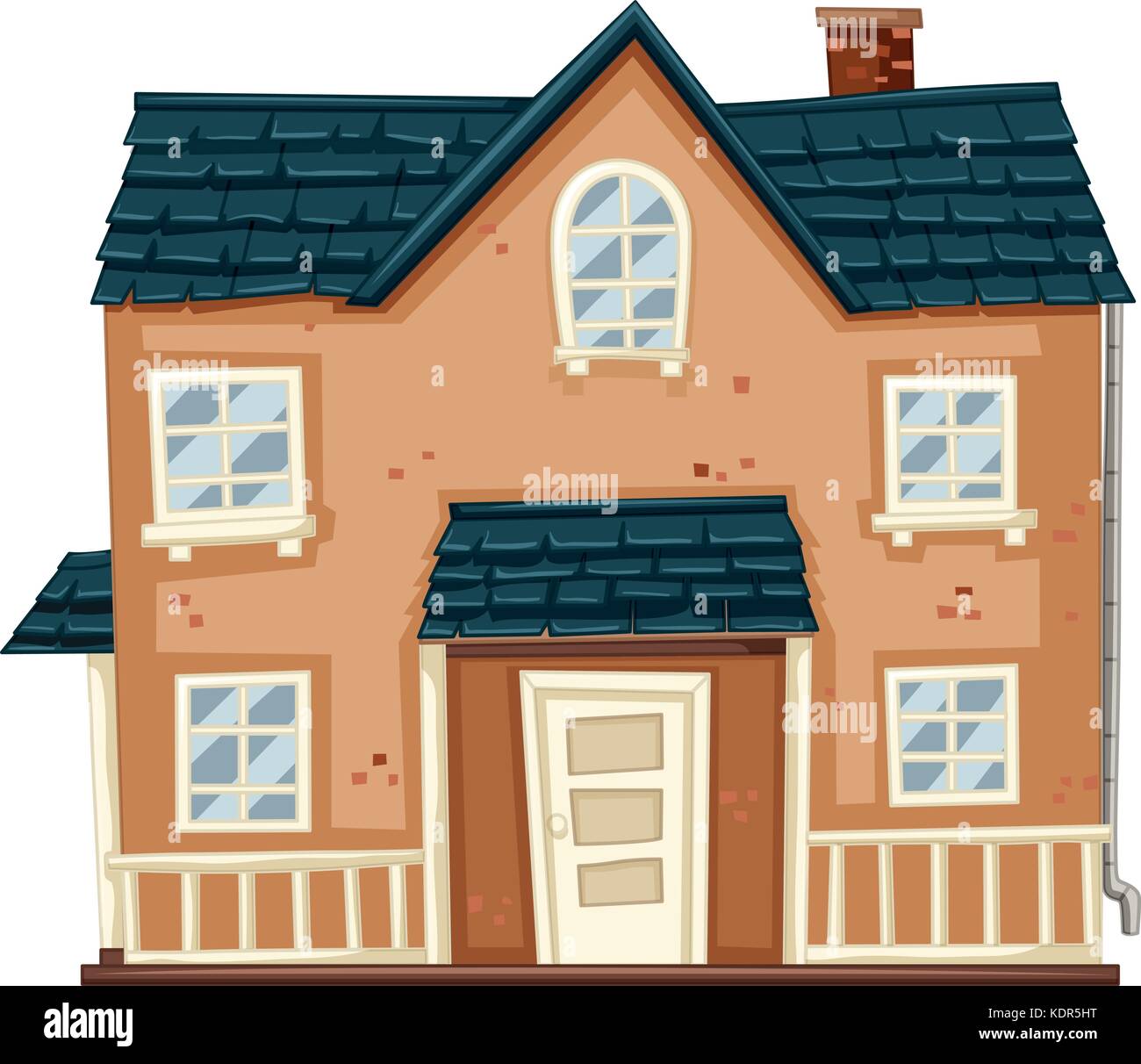 Maison de brique avec toit bleu illustration Illustration de Vecteur