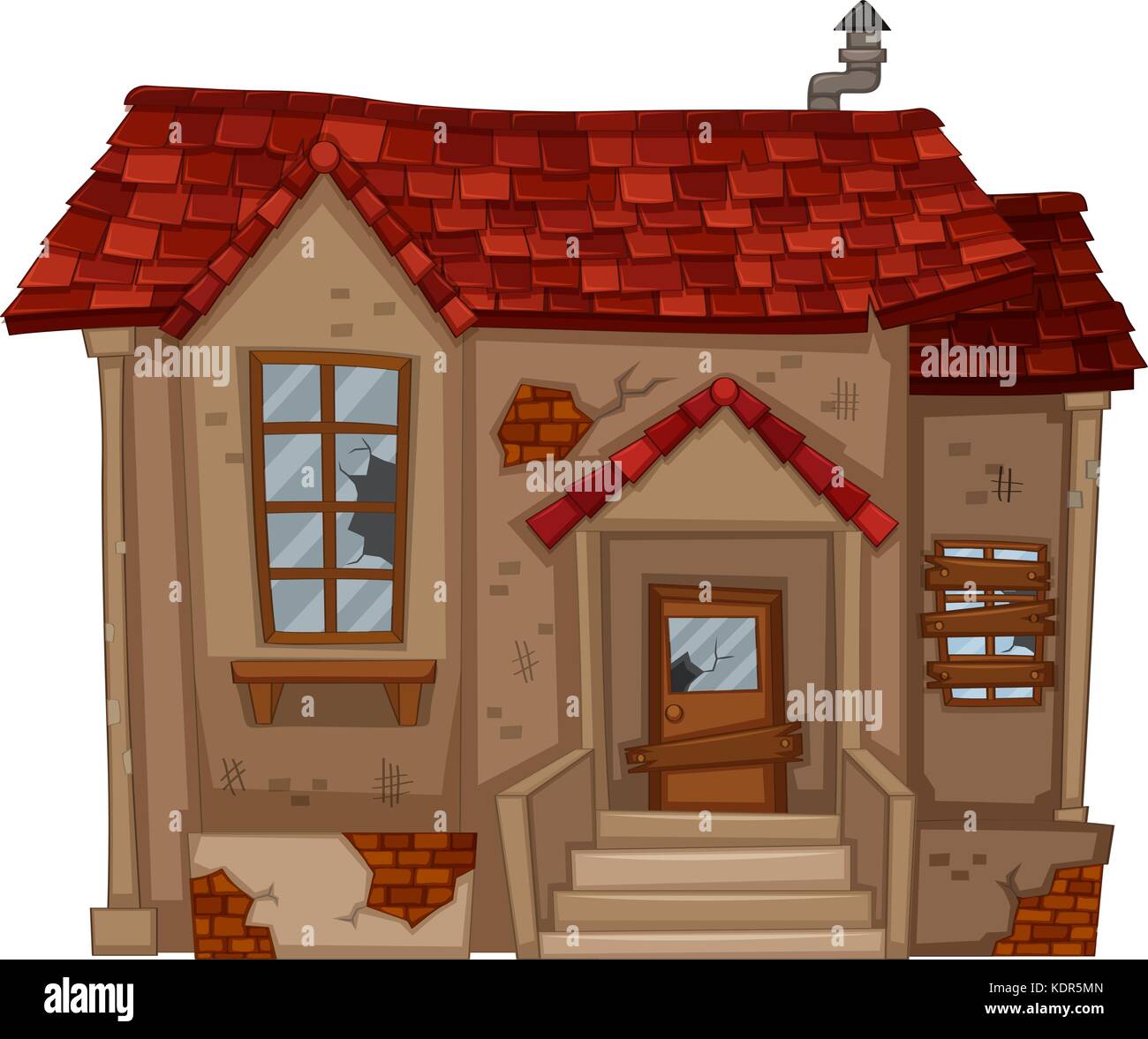 Maison en brique en mauvais état illustration Illustration de Vecteur