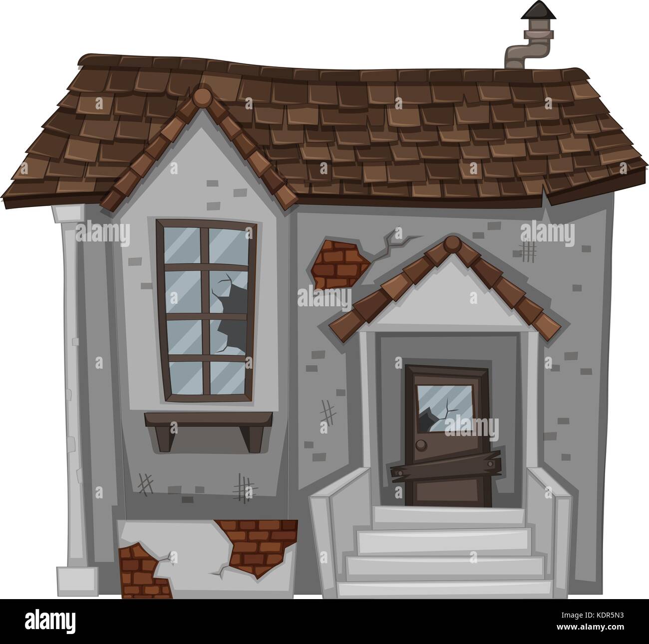 Maison en brique avec des portes et fenêtres, illustration Illustration de Vecteur