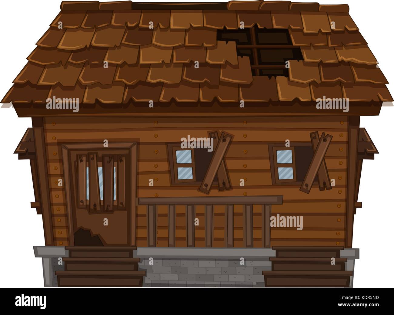 Maison en bois en mauvais état illustration Illustration de Vecteur
