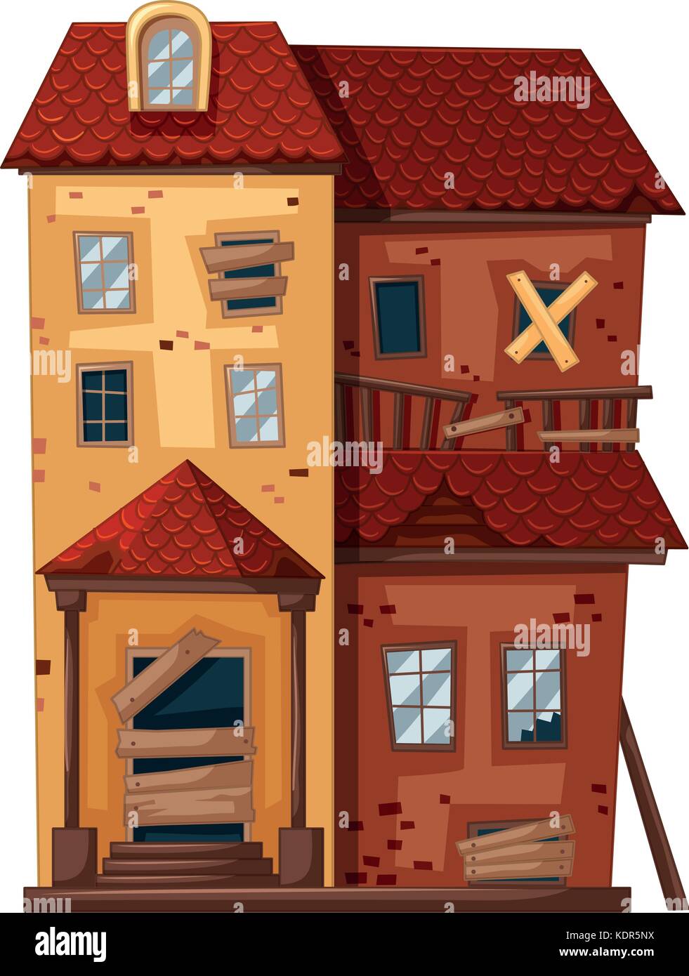 Maison en brique en mauvais état illustration Illustration de Vecteur