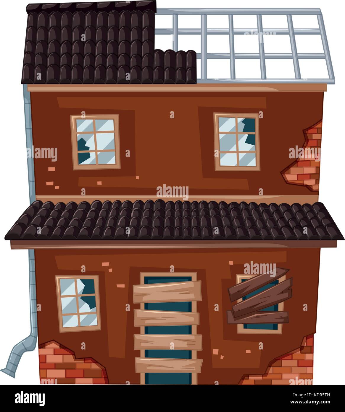 Vieille maison avec toit brisé illustration Illustration de Vecteur